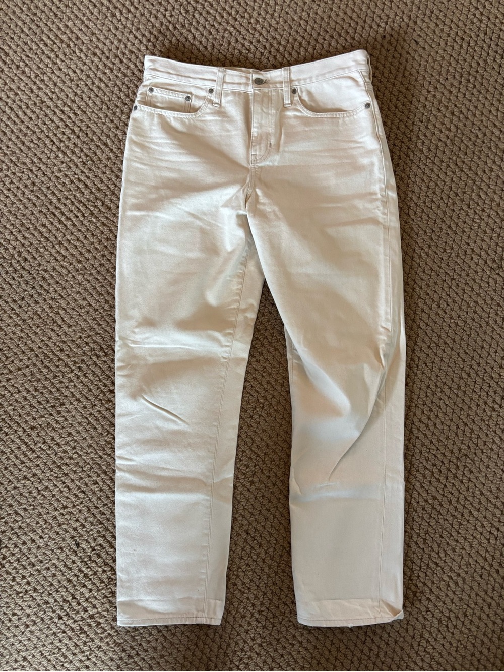 J. Crew White Slouchy Straight-Leg Jeans